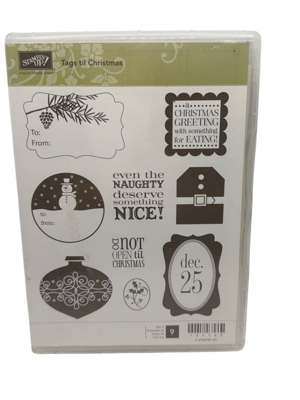 Stampin Up! Tags Til Christmas Rubber Stamp Set Of 9 Holiday Gift Tag Designs